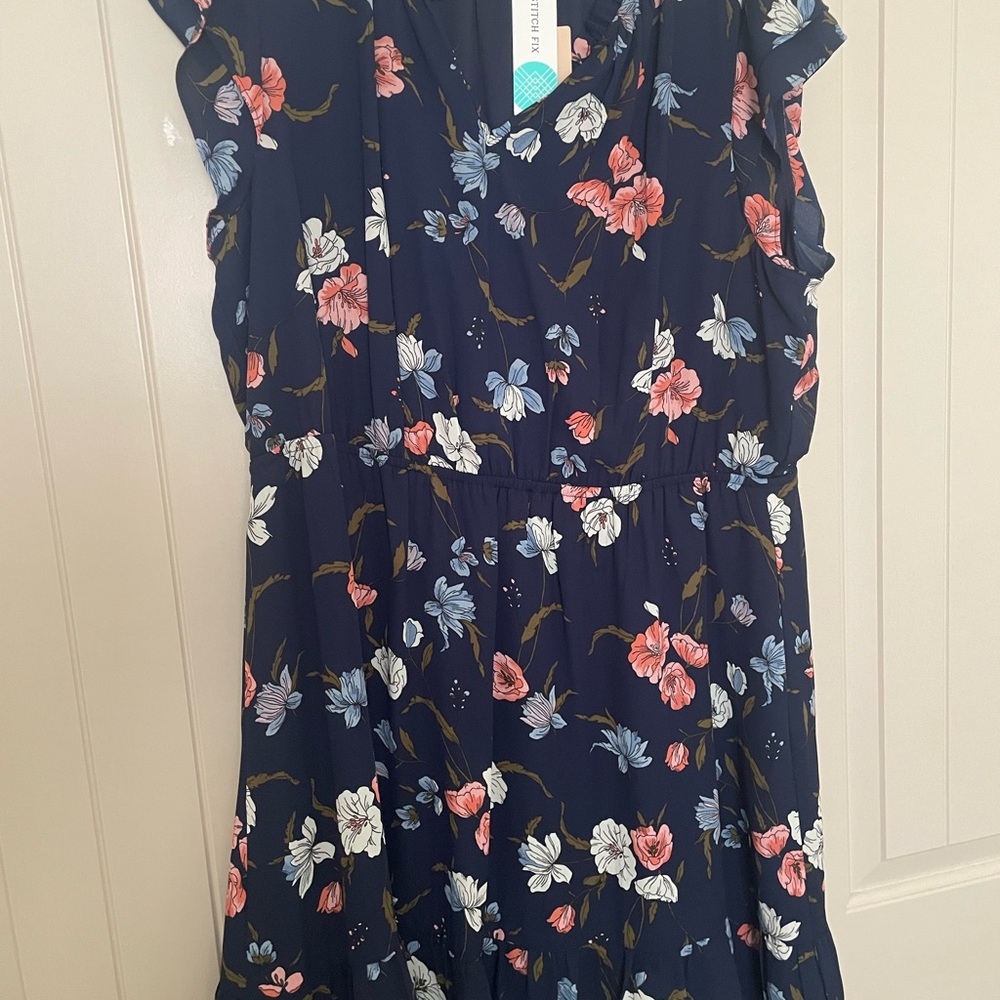 Floral Print Dress with Ruffle Sleeves